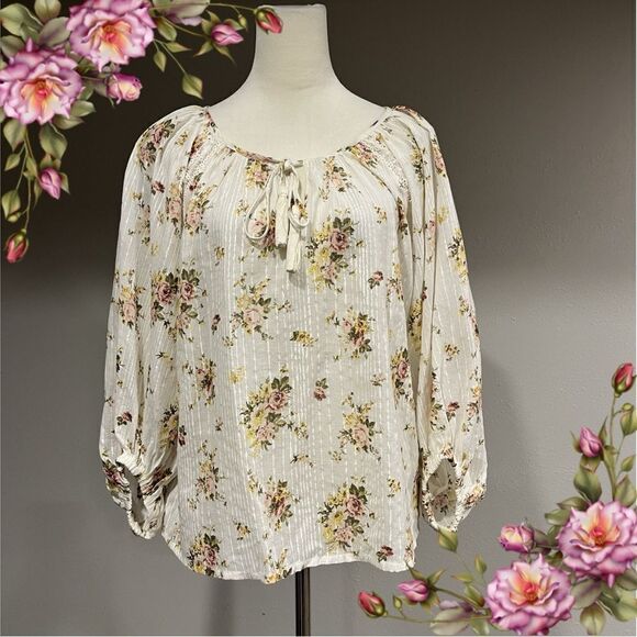 Lovestitch floral long sleeve oversized blouse size M Medium - Picture 1 of 15